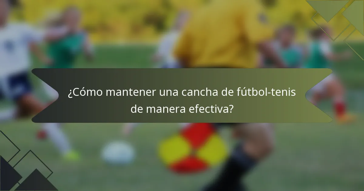 ¿Cómo mantener una cancha de fútbol-tenis de manera efectiva?