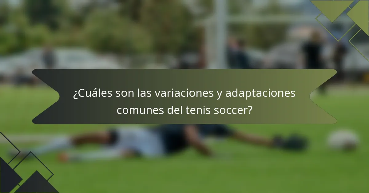 ¿Cuáles son las variaciones y adaptaciones comunes del tenis soccer?