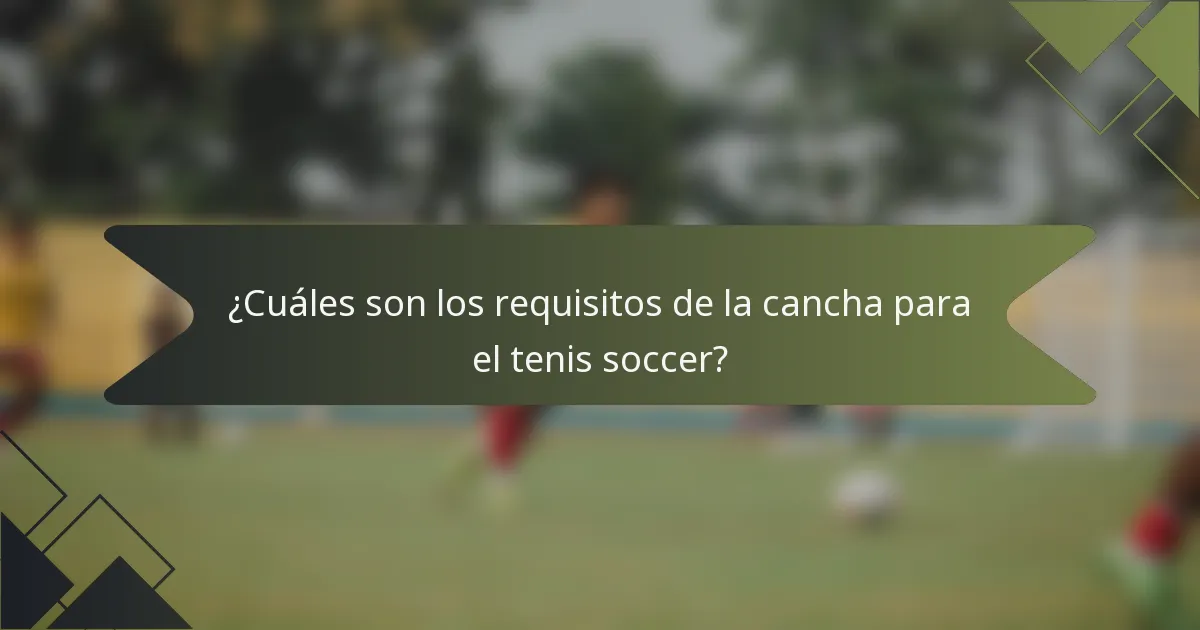 ¿Cuáles son los requisitos de la cancha para el tenis soccer?