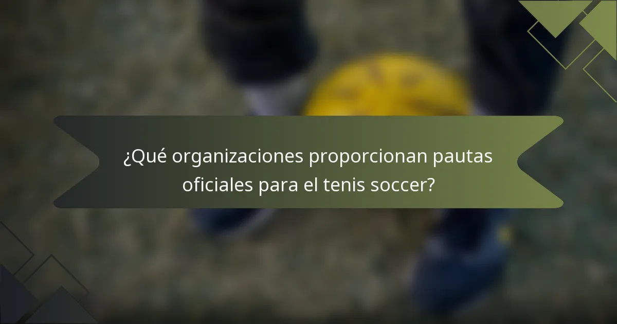 ¿Qué organizaciones proporcionan pautas oficiales para el tenis soccer?